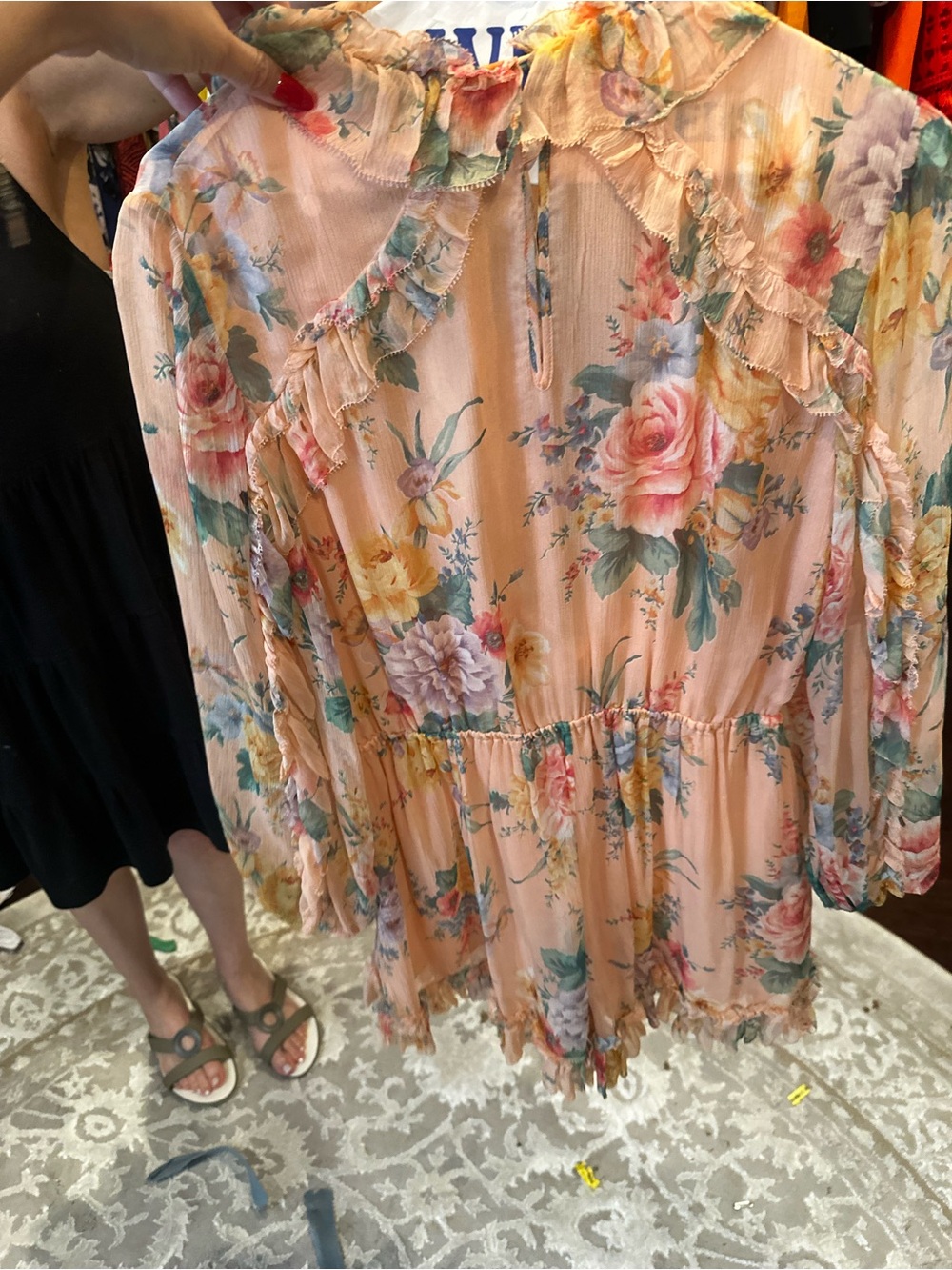 Zimmermann Peach Floral Ruffle Dress
